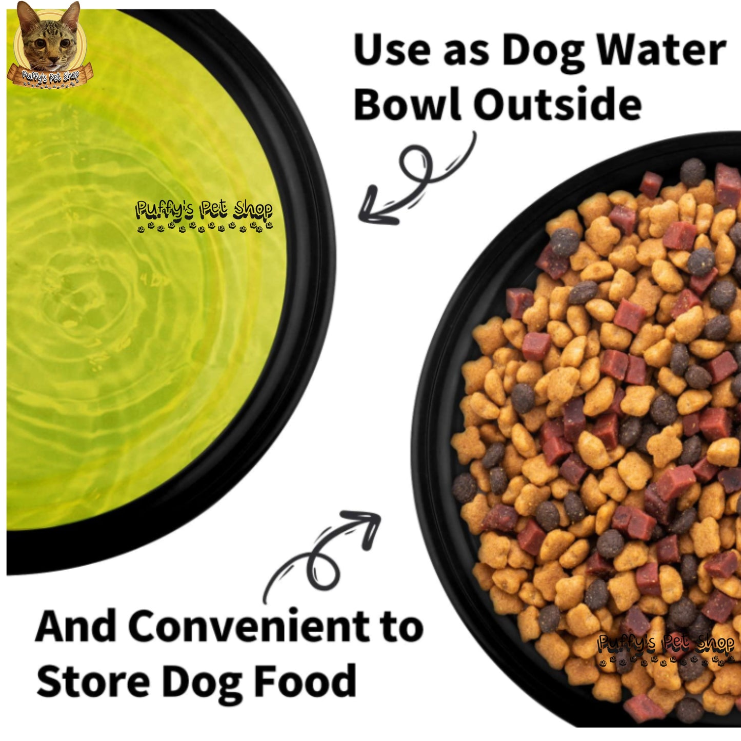 Puffy's Pet Shop | Collapsible Silicone Pet Bowl – Travel Friendly ชามซิลิโคนพับได้ สำหรับสัตว์เลี้ยง พกพาสะดวก เหมาะสำหรับเดินทาง ขนาด 13 x 5.5 x 9 ซม.