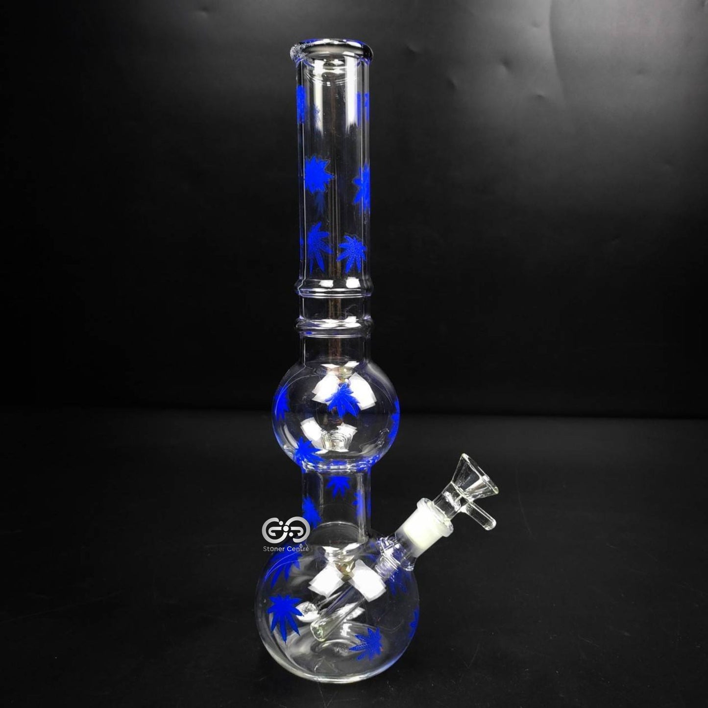 Glass Bong | MJ LEAF DOUBLE SPHERE GLASS BONG 12 INCH