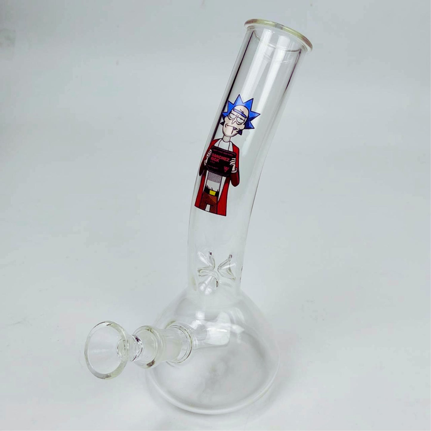 GLASS BONG | RICK AND MORTY WANTED RICK BENDED NECK 8.5 INCH 4MM THICKNESS