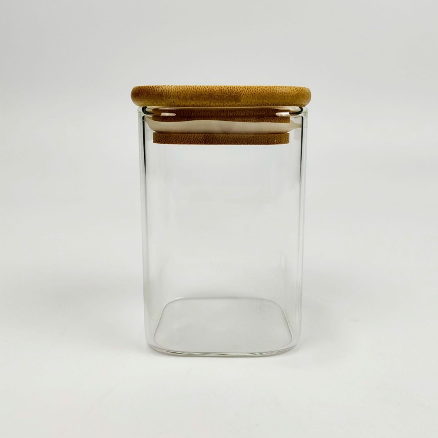 GLASS JAR | SQUARE GLASS JAR WITH WOODEN LID SIZE: 60 x 90MM - 200ML