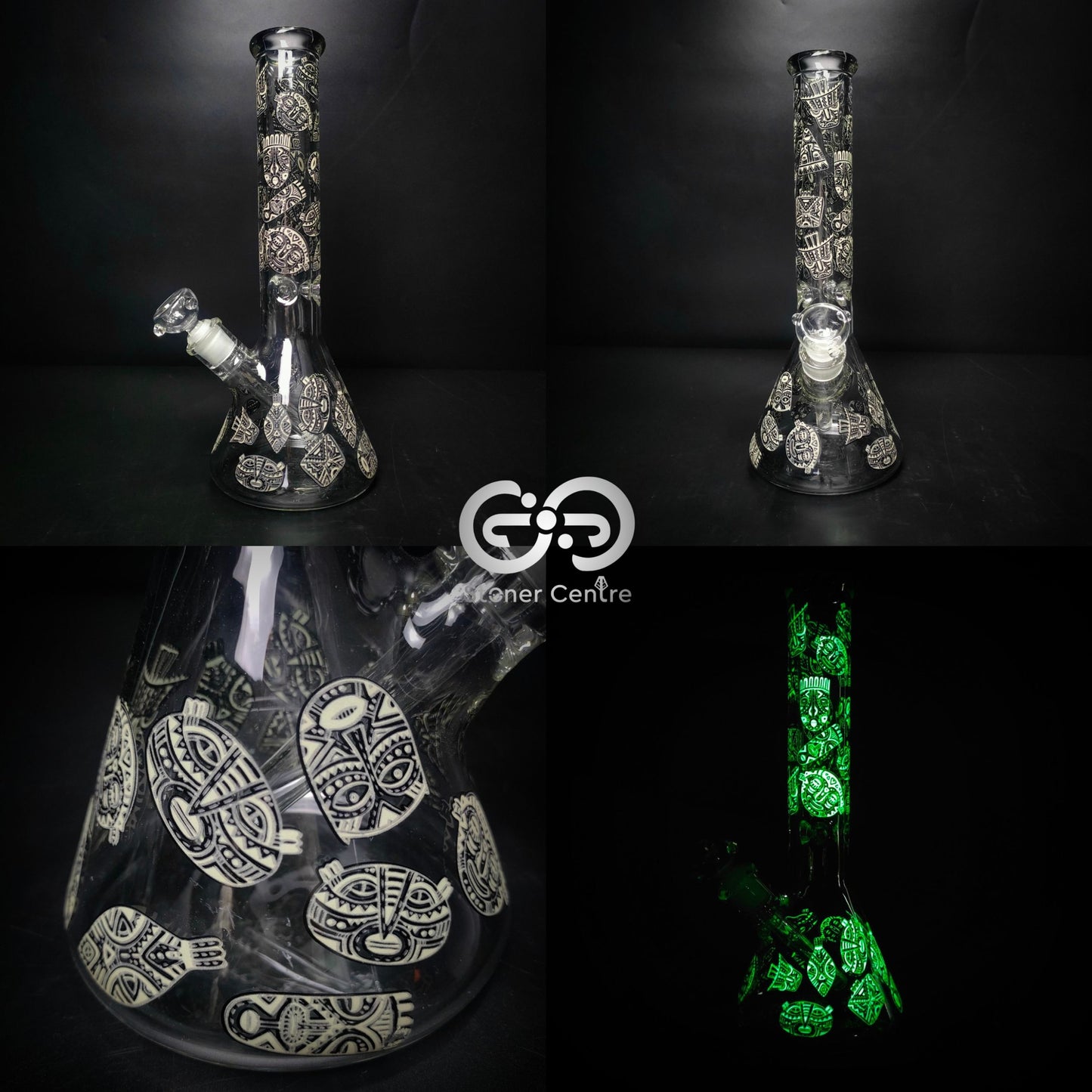 Glass Bong | TRIBAL GLOW IN THE DARK 14 INCH
