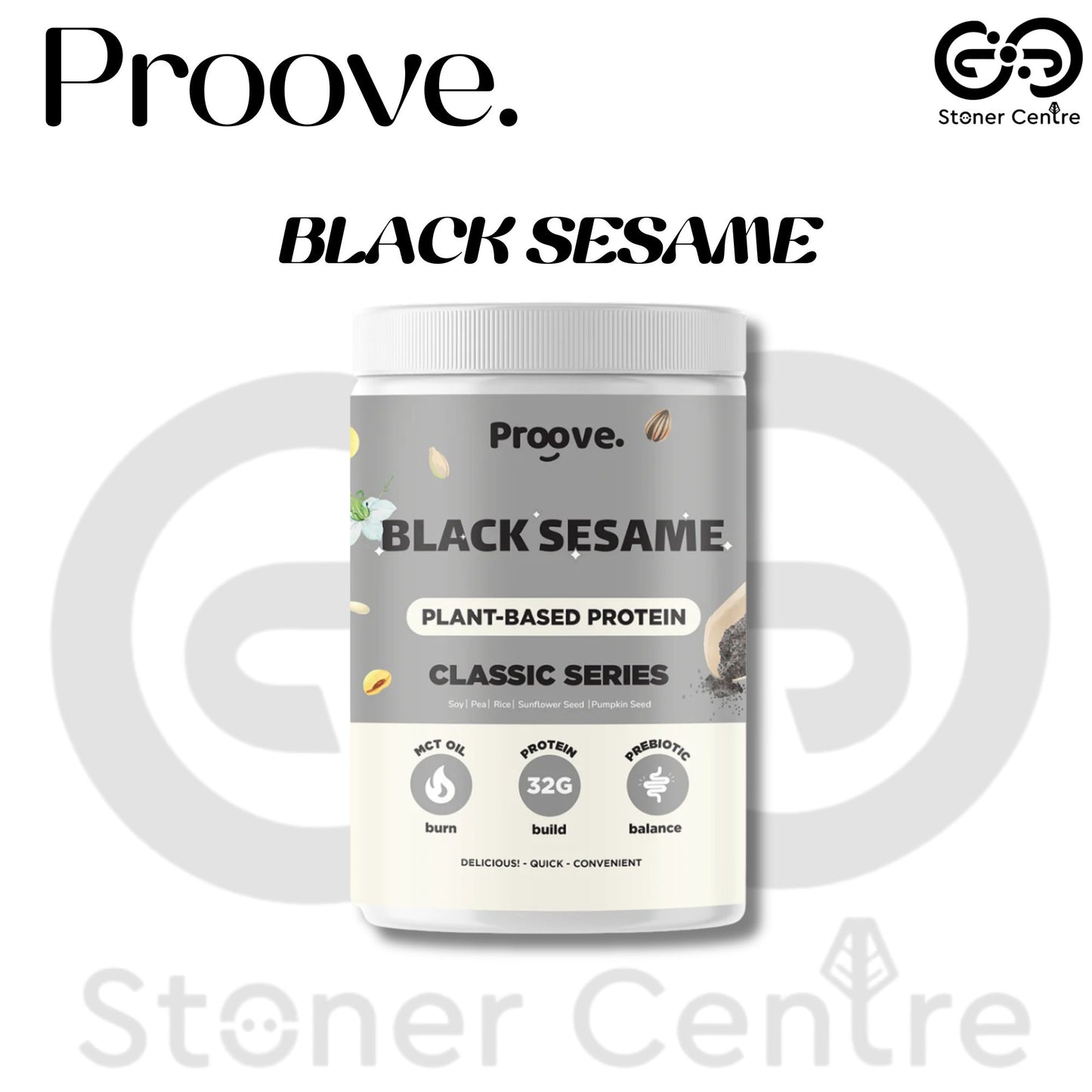 Proove Plant-based Protein "Black Seasame" | กระปุก 450g. เป็นโปรตีนพืช ไม่มีกลูเตน ไม่มีน้ำตาล ไม่มีคอเลสเตอรอล ของแท้ KETO ทานได้
