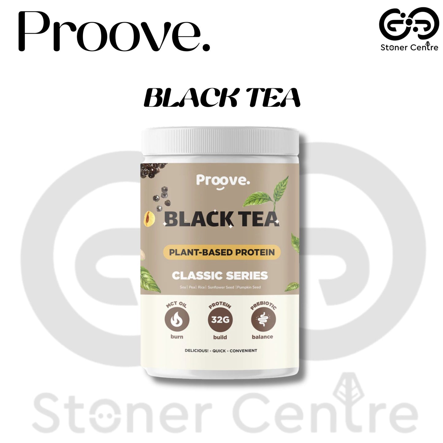 Proove Plant-based Protein "Black Tea" | กระปุก 450g. เป็นโปรตีนพืช ไม่มีกลูเตน ไม่มีน้ำตาล ไม่มีคอเลสเตอรอล ของแท้ KETO ทานได้