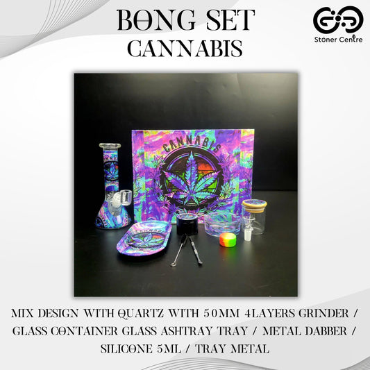 BONG SET (MIX DESIGN WITH QUARTZ) | CANNABIS