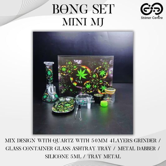 BONG SET (MIX DESIGN WITH QUARTZ) | MINI MJ