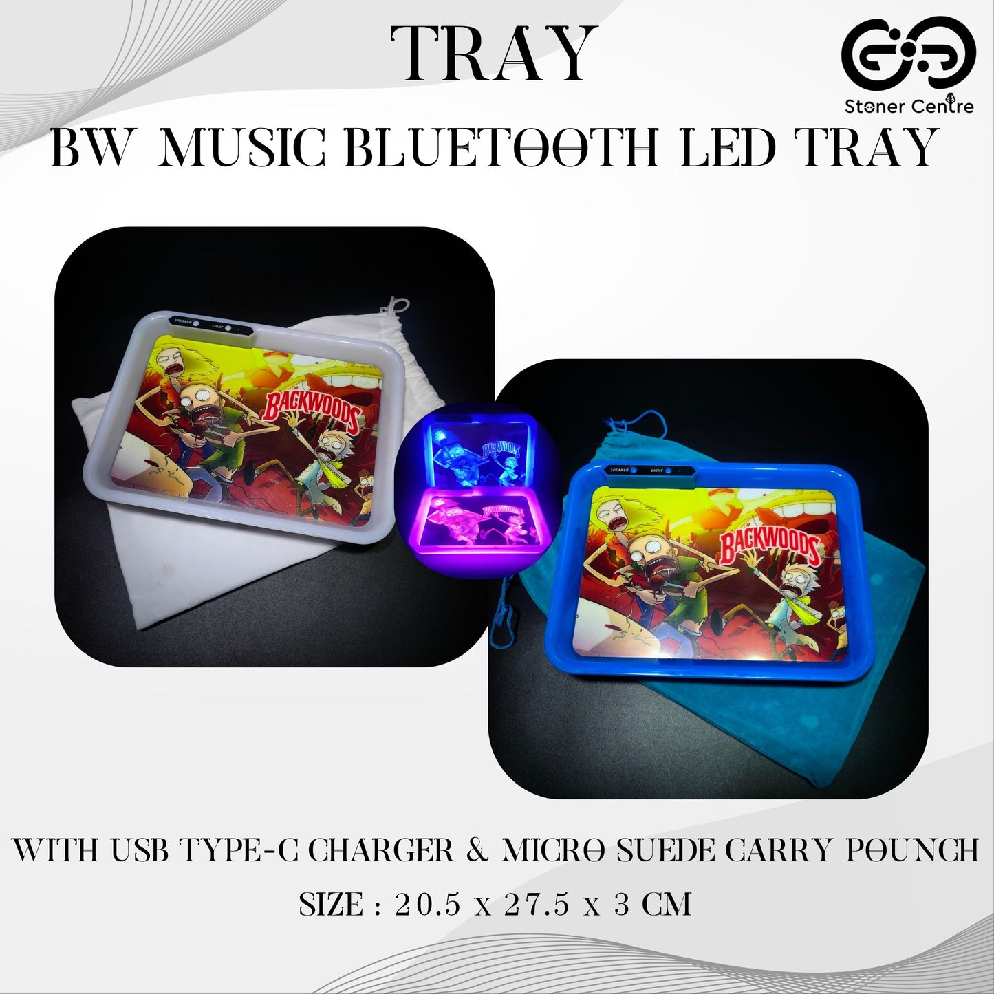 TRAY | LED BACKWOODS MUSIC BLUETOOTH TRAY GLOW IN THE DARK PARTY TRAY