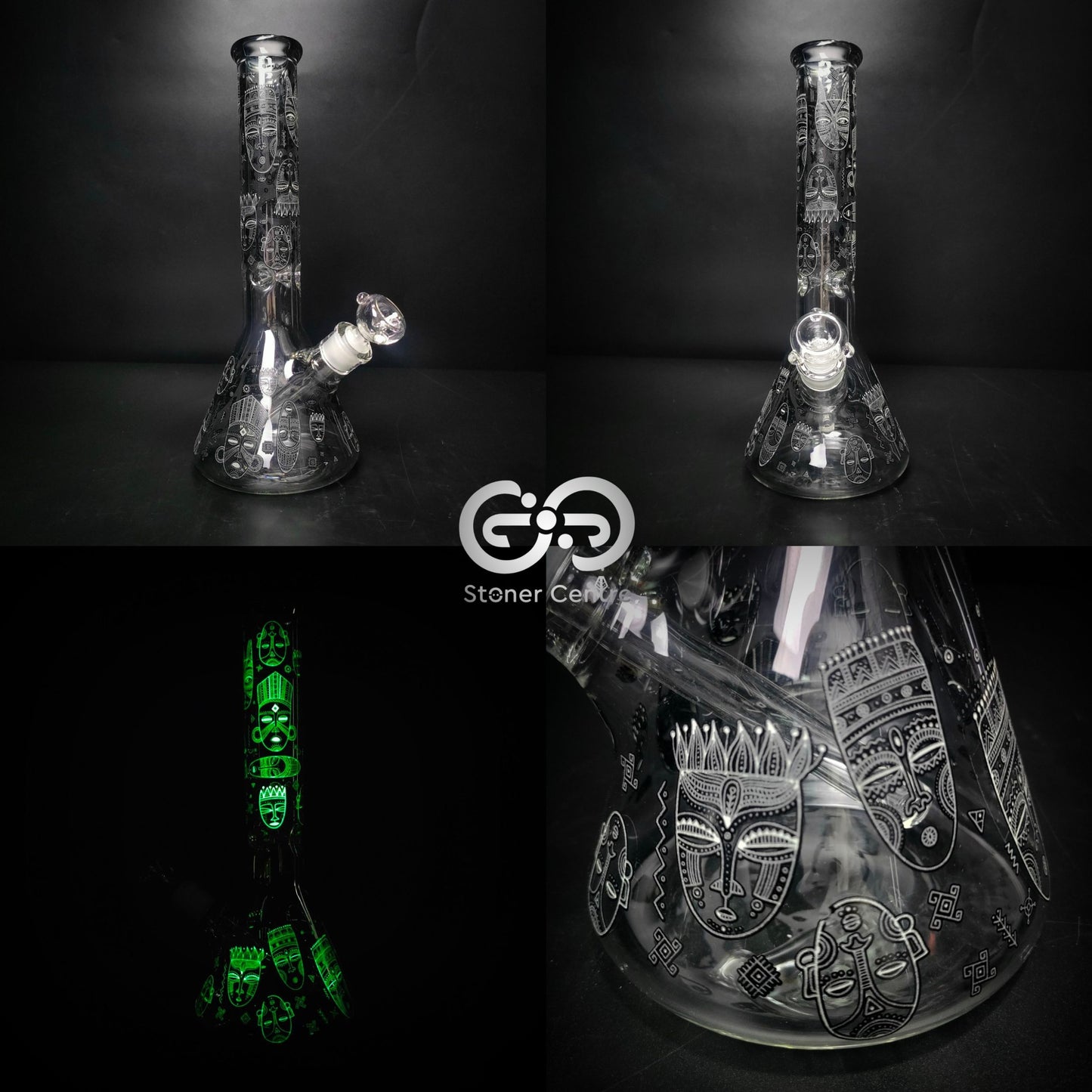 Glass Bong | TRIBAL GLOW IN THE DARK 14 INCH