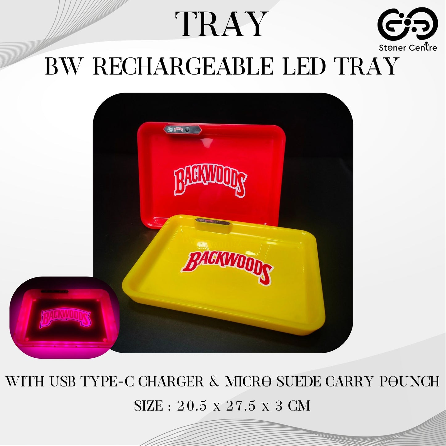 TRAY | LED ROLLING TRAY BACKWOODS GLOW IN THE DARK PARTY TRAY