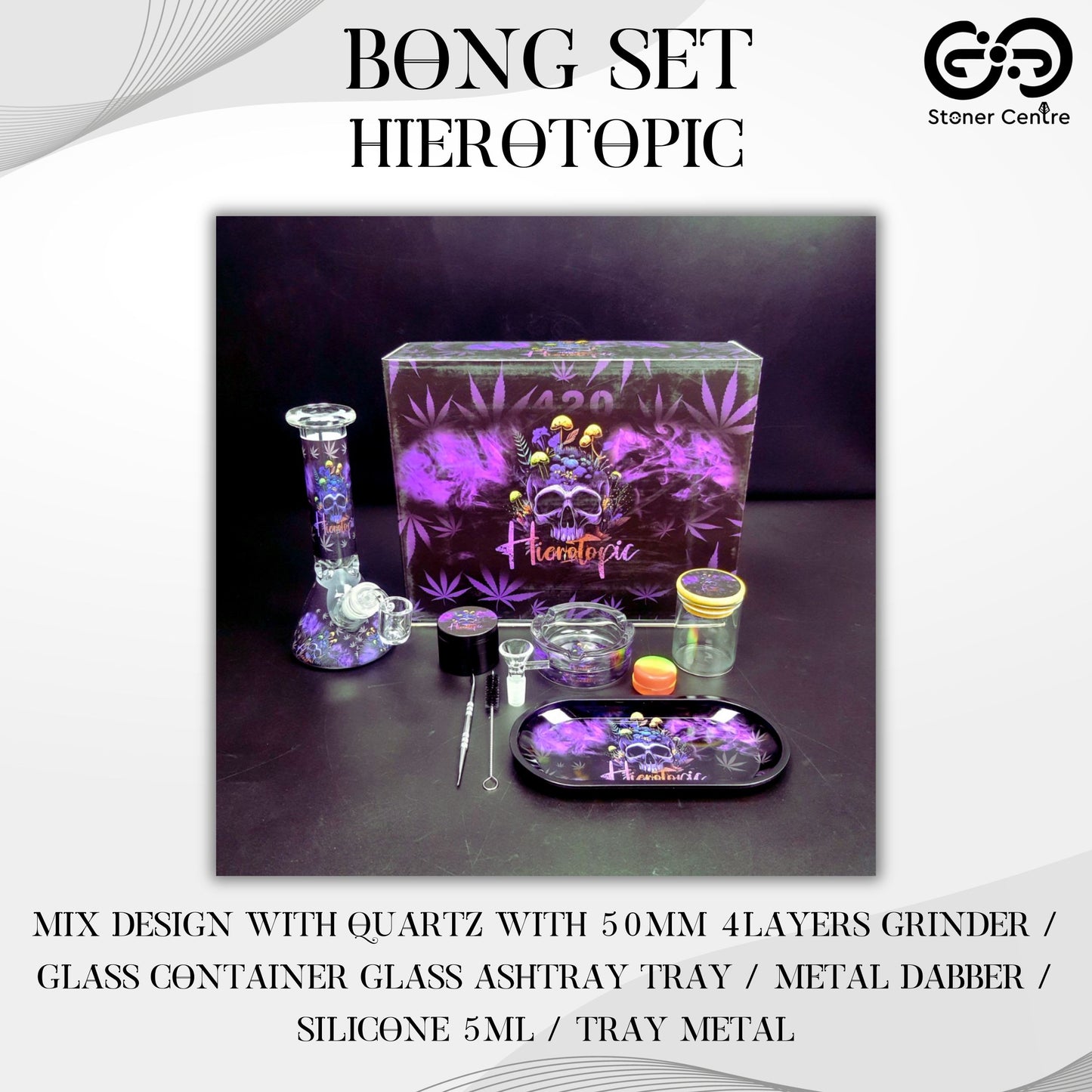 BONG SET (MIX DESIGN WITH QUARTZ) | HIEROTOPIC