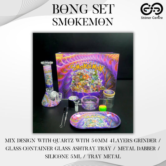 BONG SET (MIX DESIGN WITH QUARTZ) | SMOKEMON