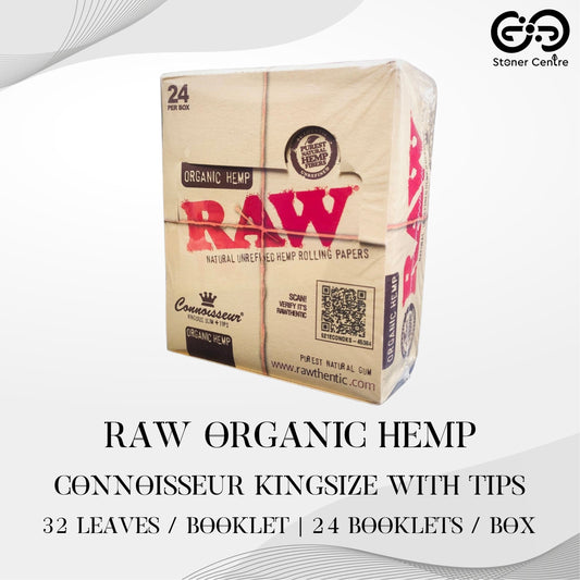 ROLLING PAPER | CHA RAW ORGANIC HEMP CONNOISSEUR KINGSIZE WITH TIPS