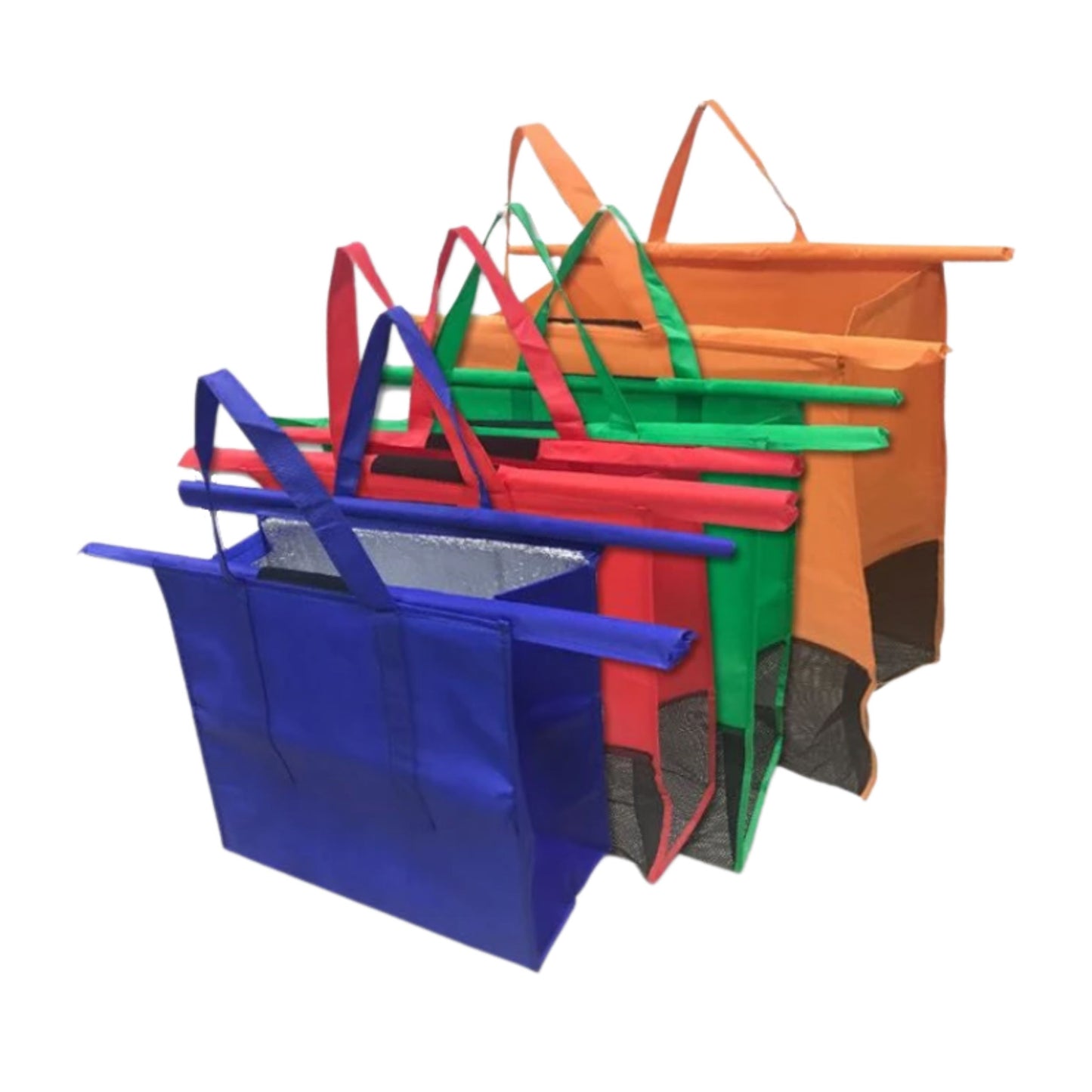 ถุงช้อปปิ้ง 4 ชิ้น/เซ็ต ถุงใส่รถเข็น ซุปเปอร์มาร์เก็ต สามารถนำมาใช้ใหม่ได้ พับได้ กระเป๋าถือ มีออฟชั่นกระเป๋าน้ำแข็ง