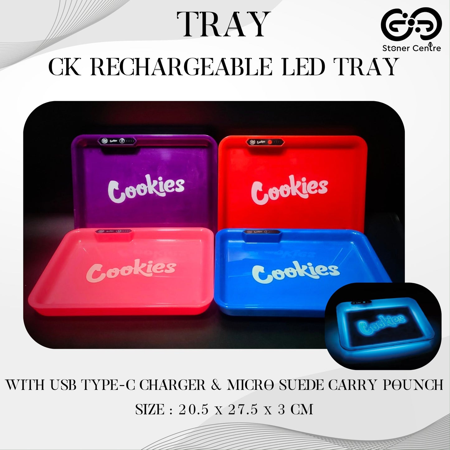 TRAY | LED ROLLING TRAY COOKIES GLOW IN THE DARK PARTY TRAY