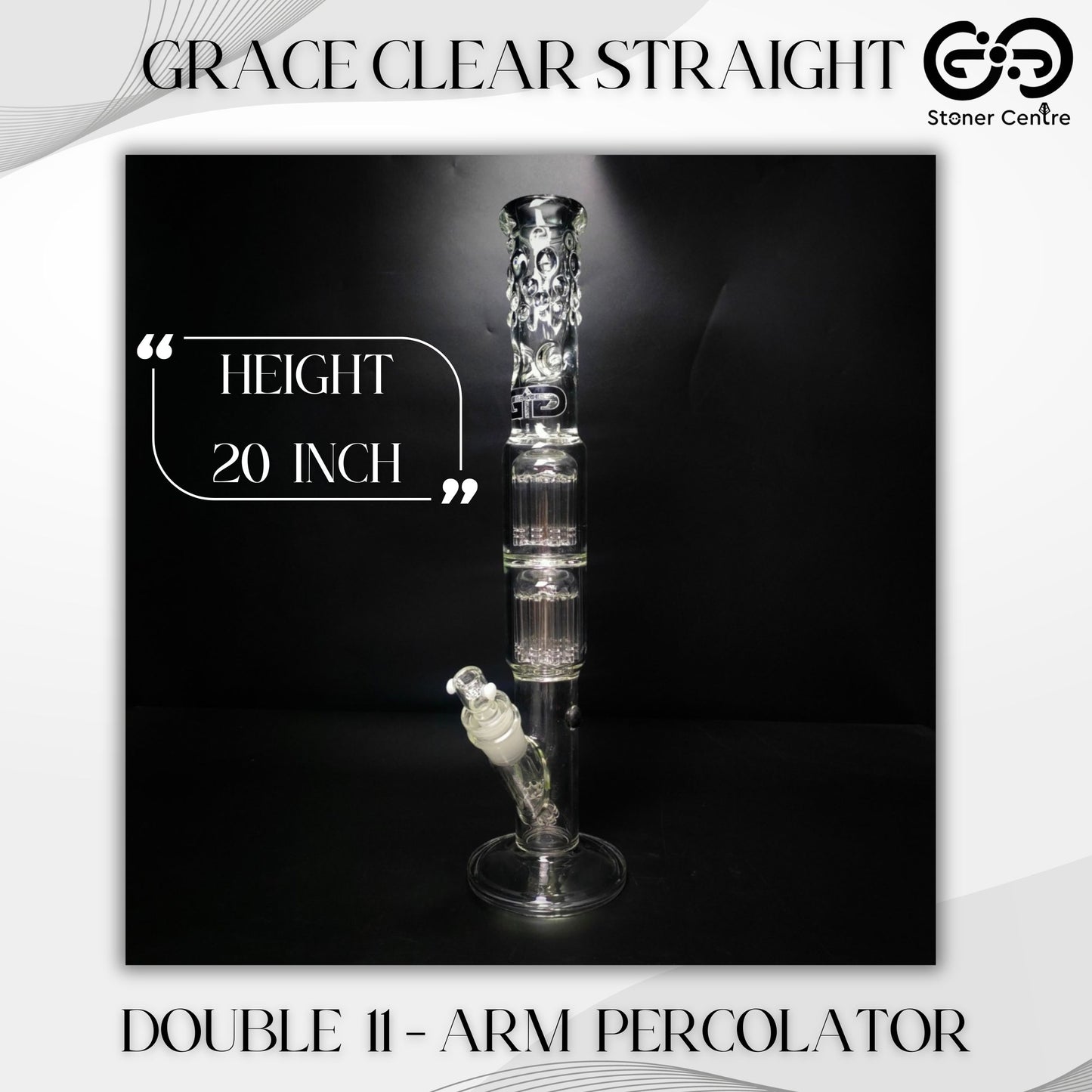 Glass Bong | GRACE CLEAR STRAIGHT WITH DOUBLE 11-ARM PERCOLATOR 20 INCH