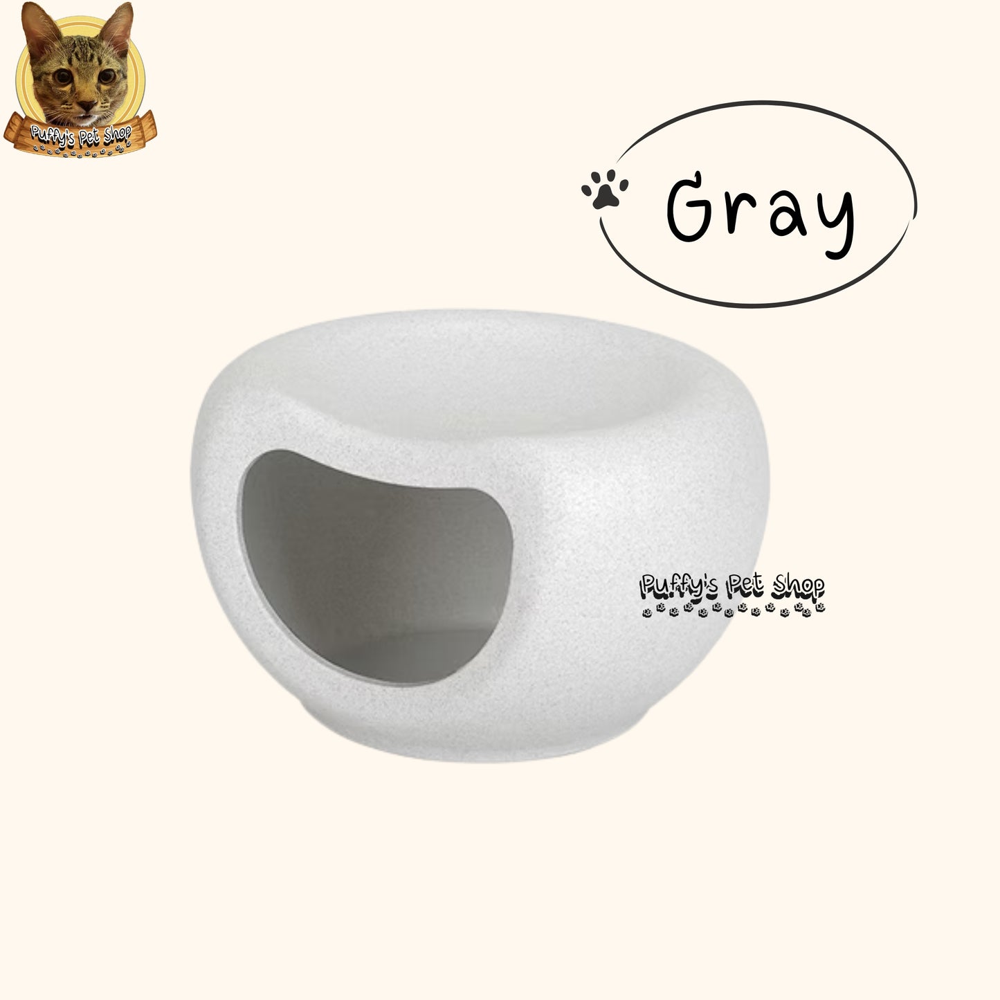 Puffy's Pet Shop | Smiley Cat House with Chair & Storage บ้านแมวหน้ายิ้มพร้อมเก้าอี้และที่วางของ ขนาด: 48 x 42 x 29 ซม.