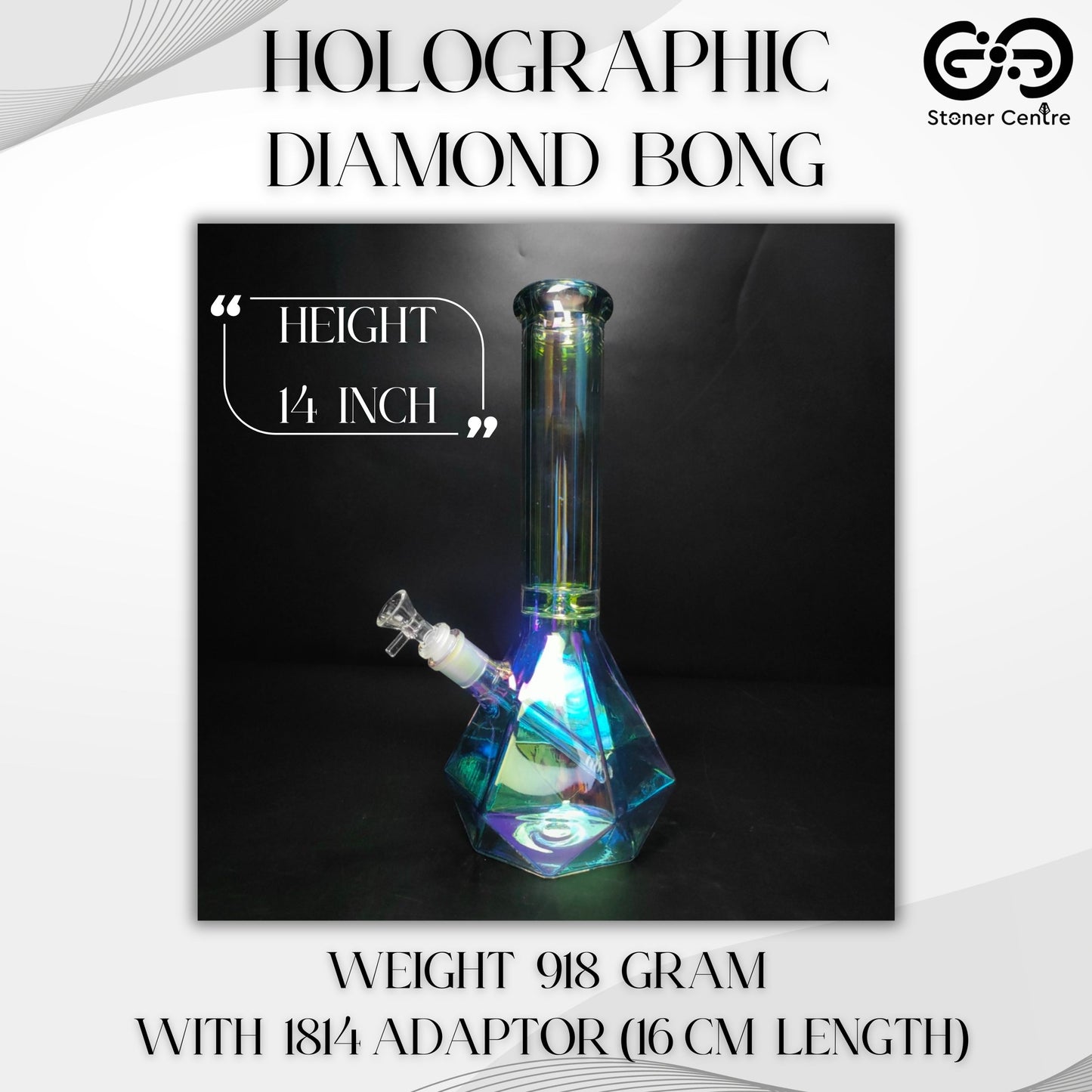 Glass Bong | HOLOGRAPHIC DIAMOND BONG 14 INCH