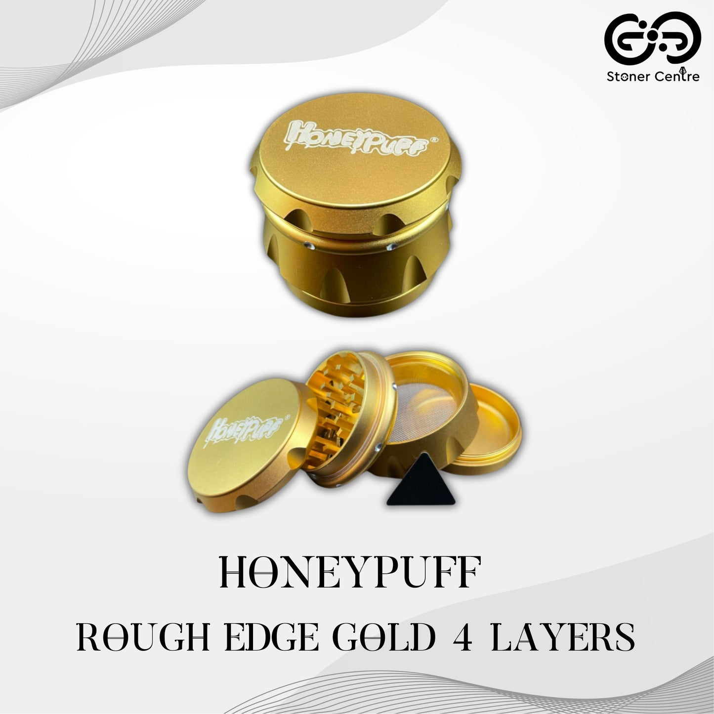 GRINDER | HONEYPUFF ALUMINUM ROUGH EDGE GOLD 4 LAYERS SIZE: L