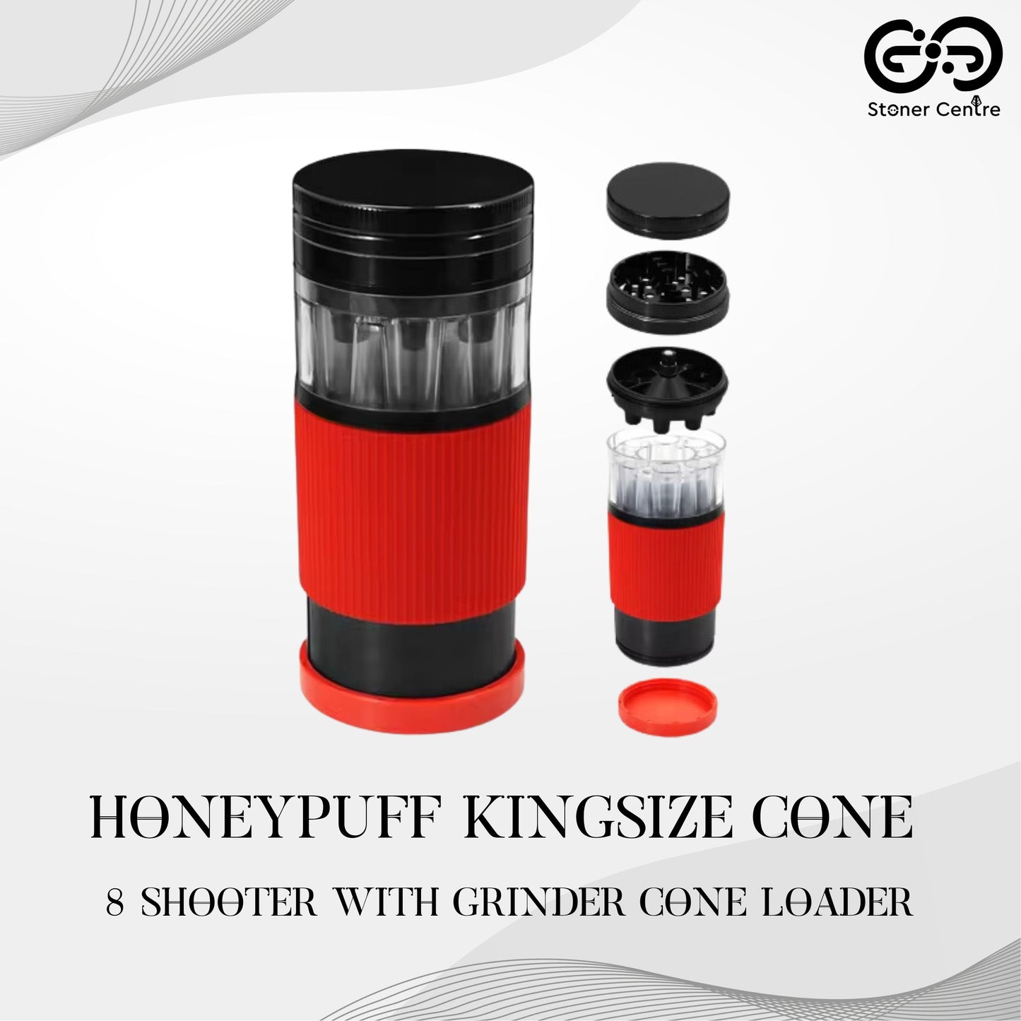 GRINDER | HONEYPUFF KINGSIZE CONE 8 SHOOTER WITH GRINDER CONE LOADER