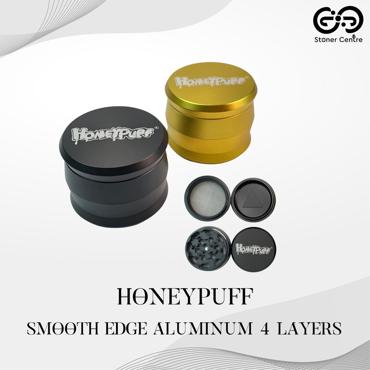 GRINDER | HONEYPUFF SMOOTH EDGE ALUMINUM 4 LAYERS