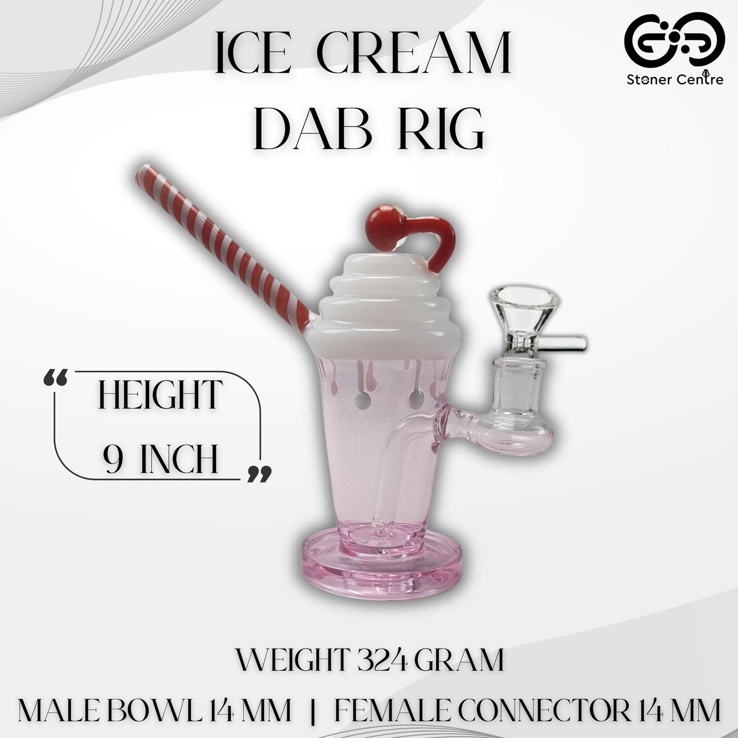 Glass Bong | ICE CREAM DAB RIG 14 MM JOINT 9 INCH