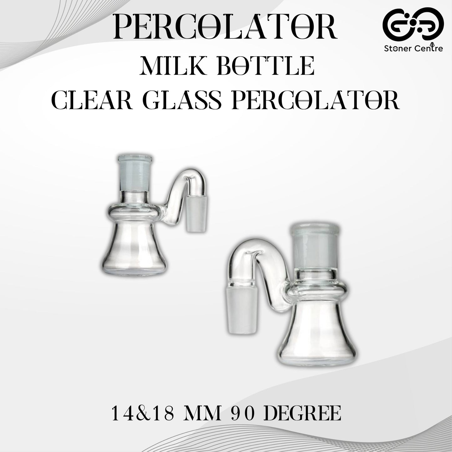 PERCOLATOR | MILK BOTTLE PERCOLATOR - CLEAR GLASS 14&18 MM 90 DEGREE