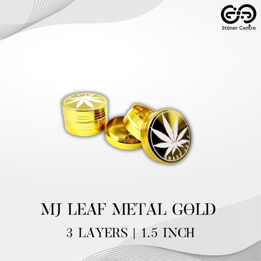 GRINDER | MJ LEAF METAL GOLD GRINDER 3 LAYERS