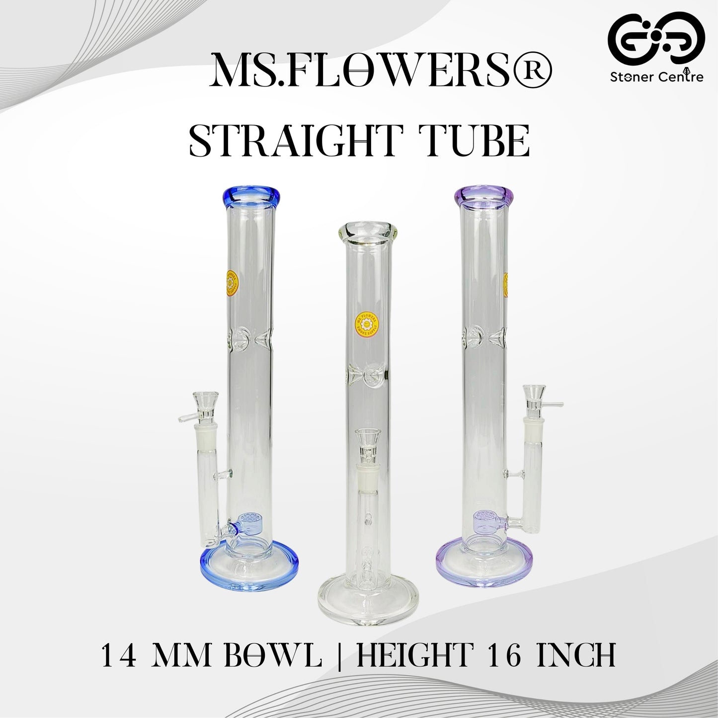 GLASS BONG | MS.FLOWERS STRAIGHT TUBE 16 INCH