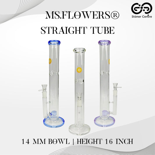 GLASS BONG | MS.FLOWERS STRAIGHT TUBE 16 INCH