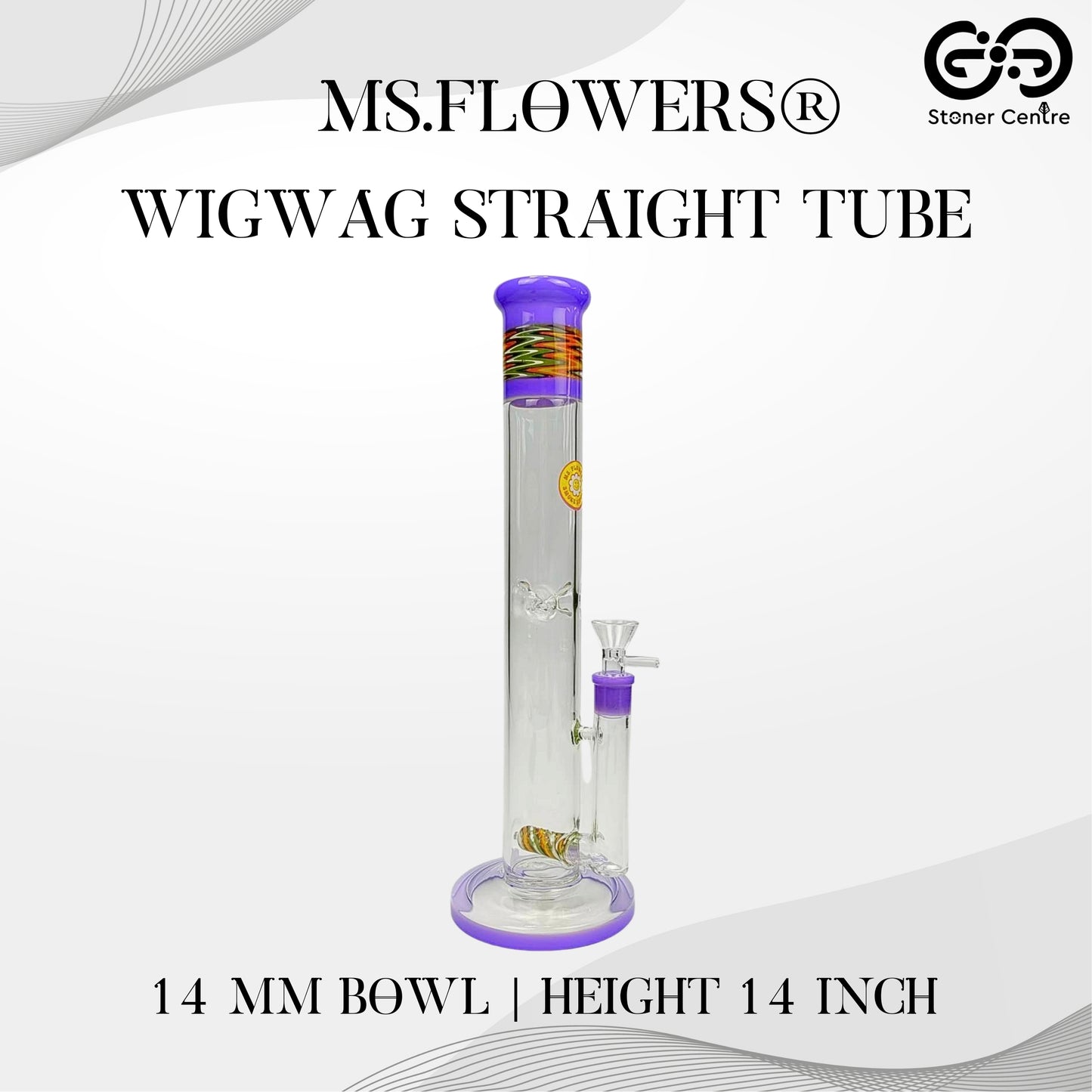 GLASS BONG | MS.FLOWERS WIGWAG STRAIGHT TUBE 14 INCH