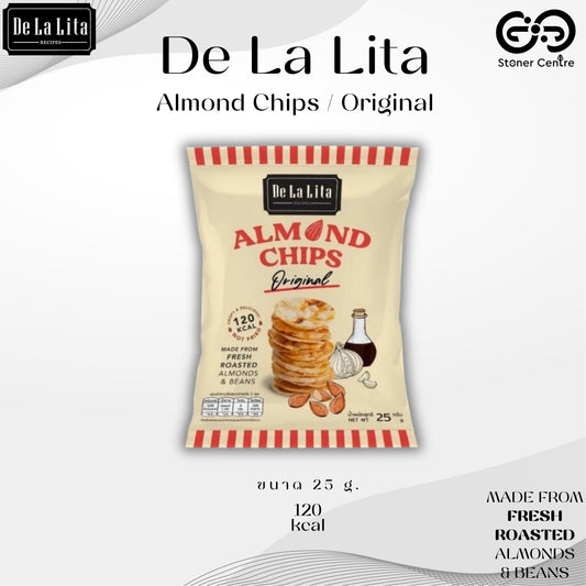 ALmond Chips "Original" 25g. | ขนมอัลมอนด์และข้าวอัดแผ่น รสดั้งเดิม De La Lita ขนาด 25 กรัม