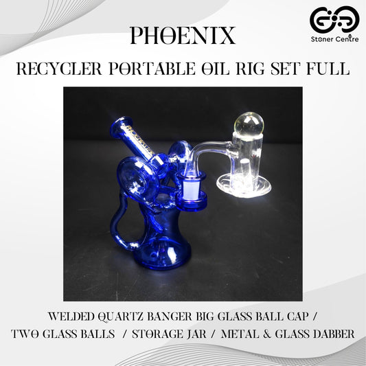 Glass Bong | 7 Pcs Recycler Portable Oil Rig Set Full