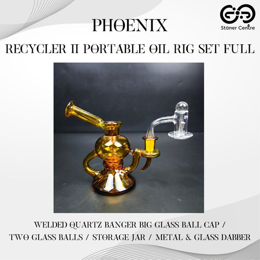 Glass Bong | 7 Pcs Recycler II Portable Oil Rig Set Full 