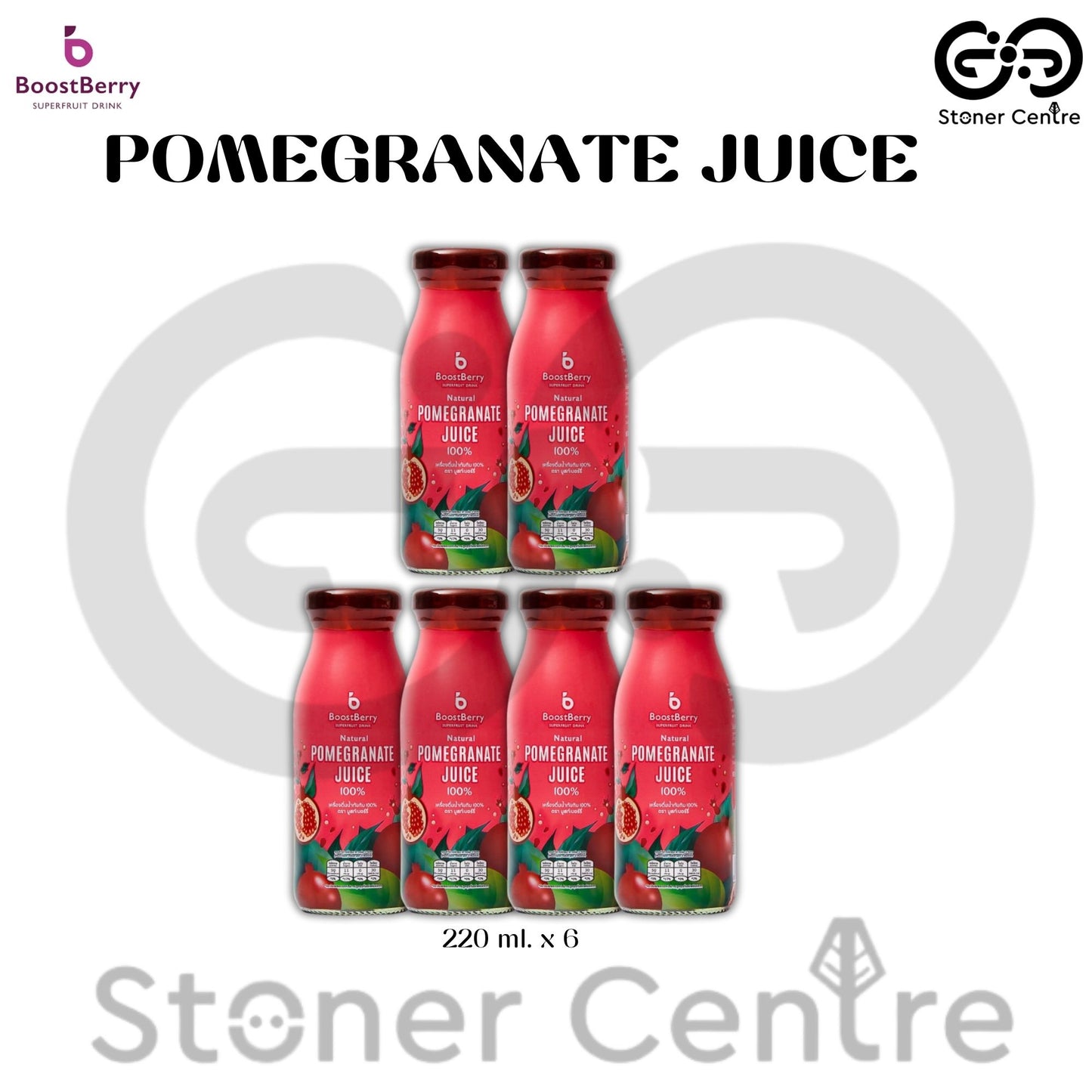 PACKSET 6 ขวด!!! BoostBerry "Pomegranate Juice" 100% Superfruit Drink | เครื่องดื่มน้ำทับทิม 100% ผลิตจากผลไม้สดแท้ หวานน้อย ดีต่อสุขภาพ