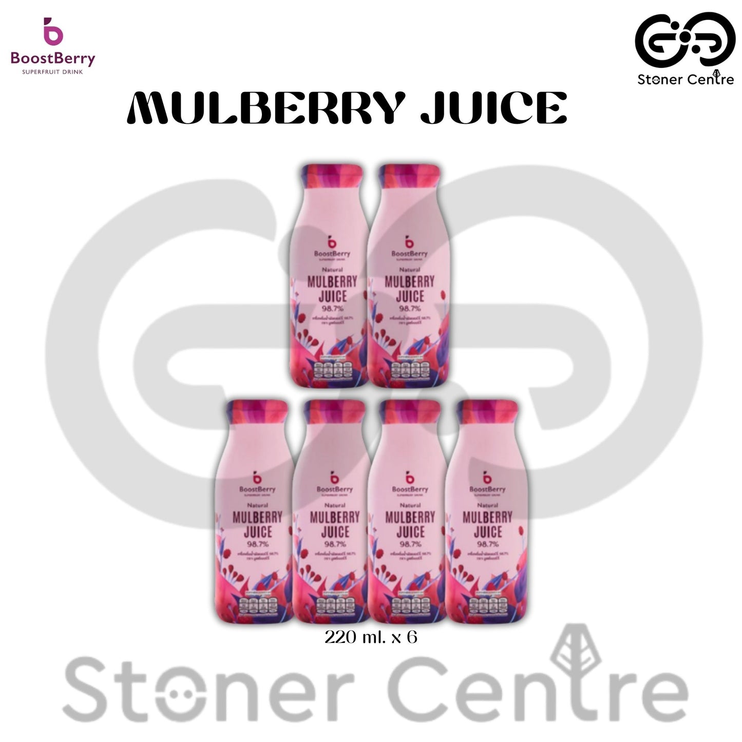 PACKSET 6 ขวด!!! BoostBerry "Mulberry Juice" 98.7% Superfruit Drink | เครื่องดื่มน้ำมัลเบอรี่ 98.7% ผลิตจากผลไม้สดแท้ หวานน้อย ดีต่อสุขภาพ