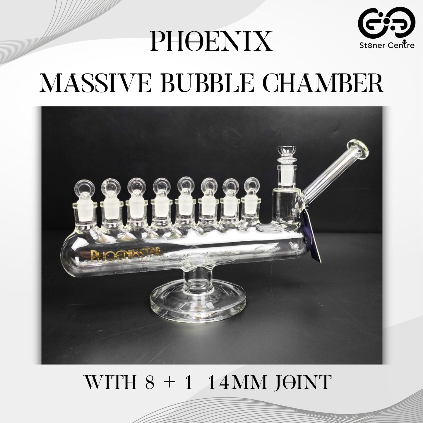 Glass Bong | Phoenix Massive Bubbler Chamber with 8 + 1 14mm joint 14" Length 