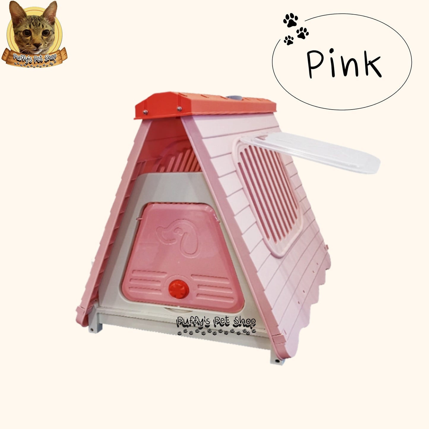 Puffy's Pet Shop | Vintage-Style Dog Tent Bed   15 kg เต็นท์ที่นอนสุนัขสไตล์วินเทจ สำหรับสุนัขน้ำหนักน้อยกว่า 15 กก. ขนาด: 58 x 71 x 68 ซม.