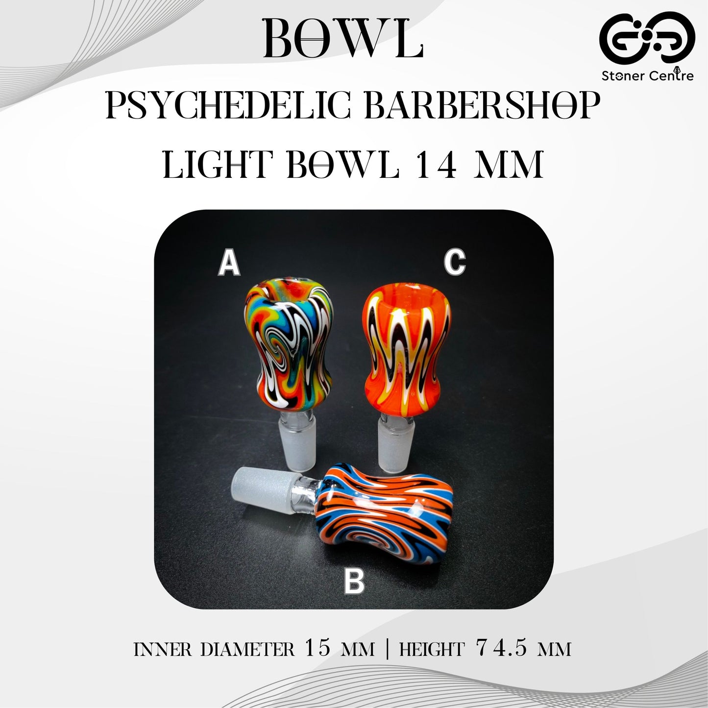 GLASS BOWL | PSYCHEDELIC BARBERSHOP LIGHT BOWL 14 MM