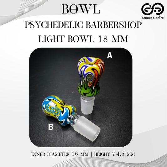 GLASS BOWL | PSYCHEDELIC BARBERSHOP LIGHT BOWL 18 MM