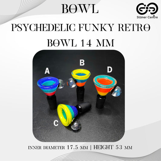 GLASS BOWL | PSYCHEDELIC FUNKY RETRO BOWL 14 MM