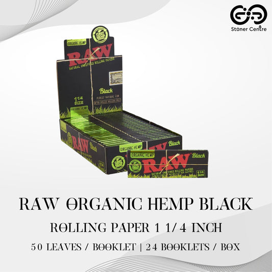 ROLLING PAPER | RAW ORGANIC HEMP BLACK ROLLING PAPER 1 ¼"