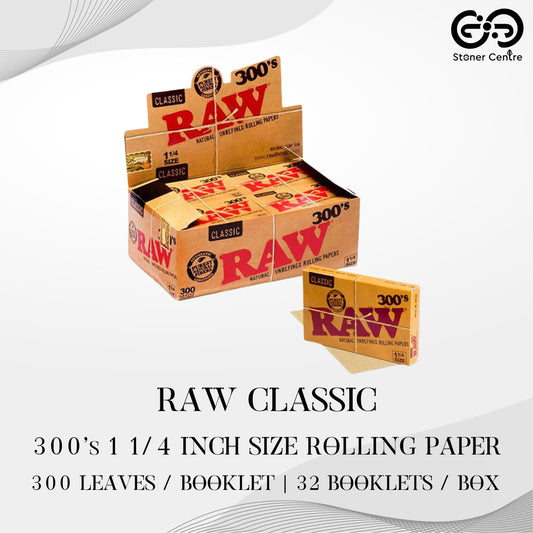 ROLLING PAPER | RAW CLASSIC 300's 1 ¼" SIZE ROLLING PAPER