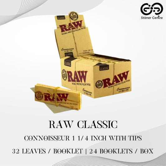 ROLLING PAPER | RAW CLASSIC CONNOISSEUR 1 ¼" WITH TIPS