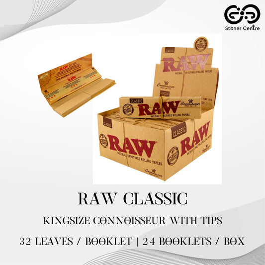 ROLLING PAPER | RAW CLASSIC KINGSIZE CONNOISSEUR WITH TIP