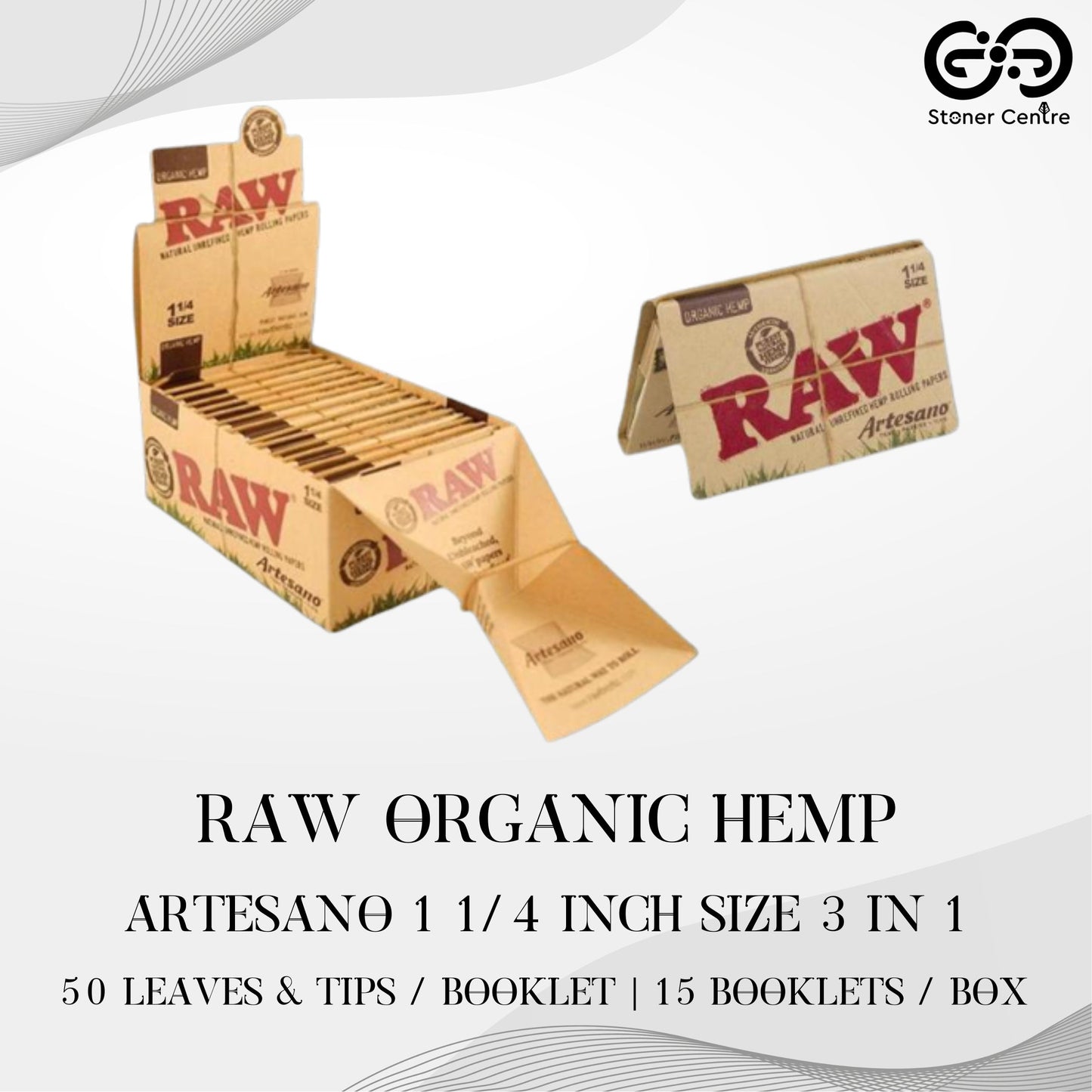 ROLLING PAPER | RAW ORGANIC HEMP ARTESANO 1 ¼" SIZE 3 IN 1