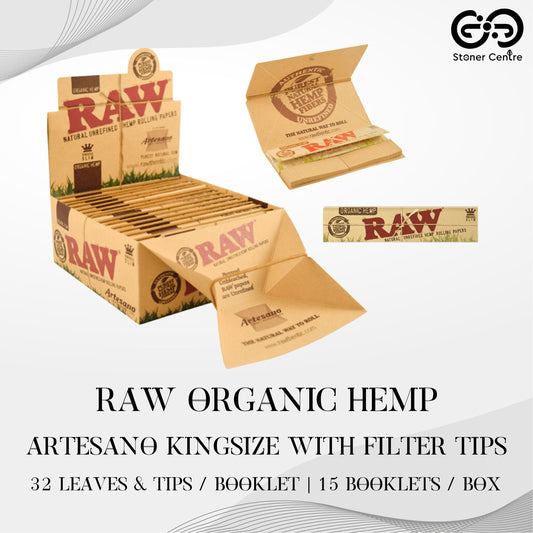 ROLLING PAPER | RAW ORGANIC HEMP ARTESANO KINGSIZE WITH FILTER TIPS