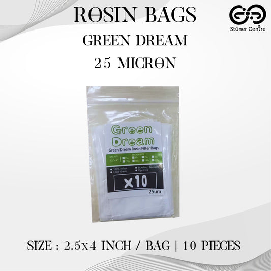 ROSIN BAGS | GREEN DREAM 2.5x4 INCH ROSIN BAGS SIZE 25 MICRON | 10 PIECES
