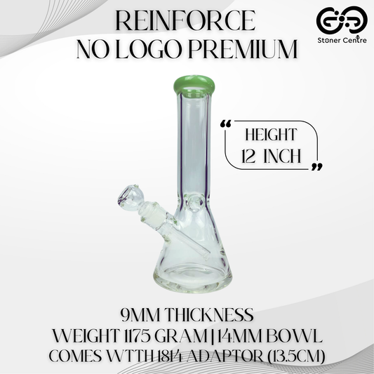 GLASS BONG | REINFORCE NO LOGO PREMIUM BEAKER NOLOGO 12 INCH 9MM THICKNESS JADE MOUTHPIECE