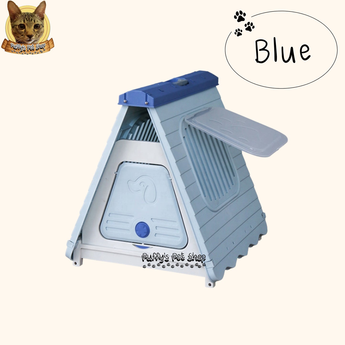 Puffy's Pet Shop | Vintage-Style Dog Tent Bed   15 kg เต็นท์ที่นอนสุนัขสไตล์วินเทจ สำหรับสุนัขน้ำหนักน้อยกว่า 15 กก. ขนาด: 58 x 71 x 68 ซม.