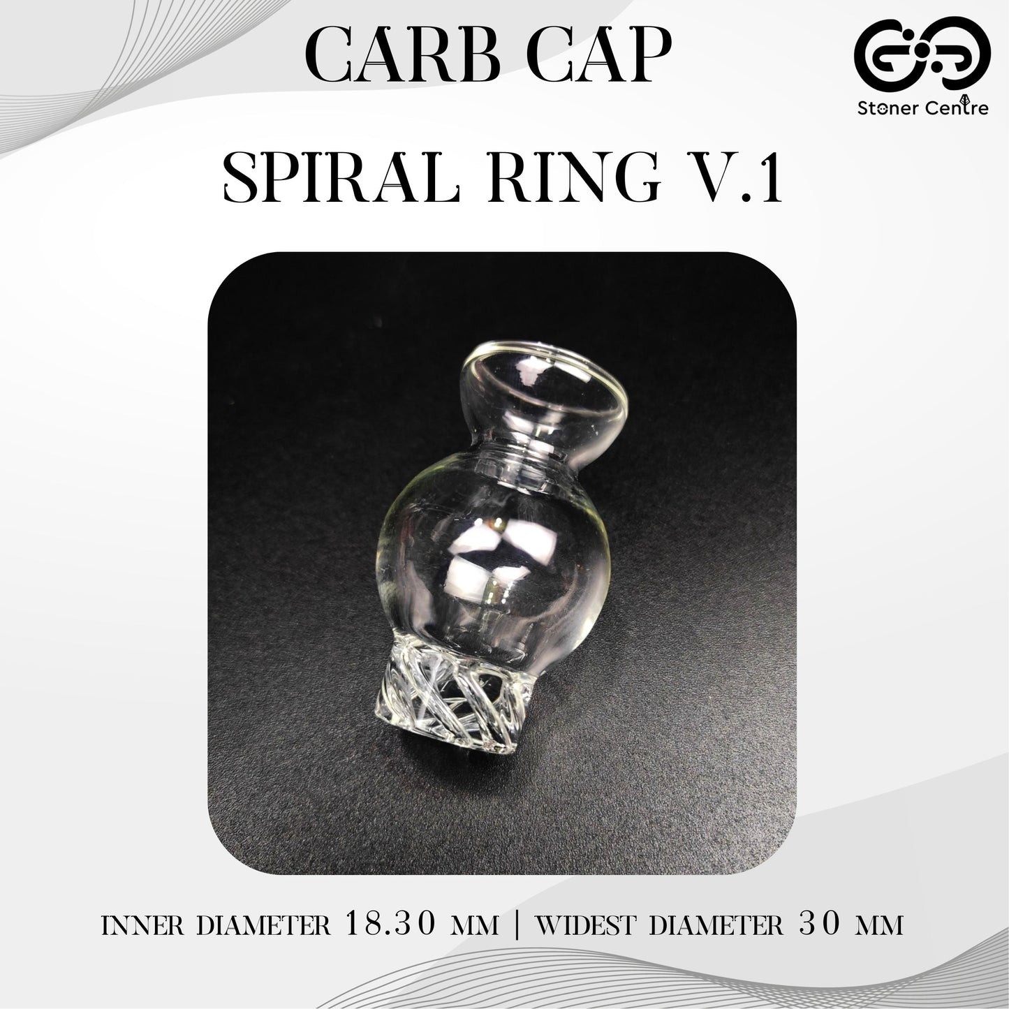 CARB CAP | SPIRAL RING V.1 QUARTZ CARB CAP 18.30 MM INNER DIAMETER 30 MM WIDEST DIAMETER