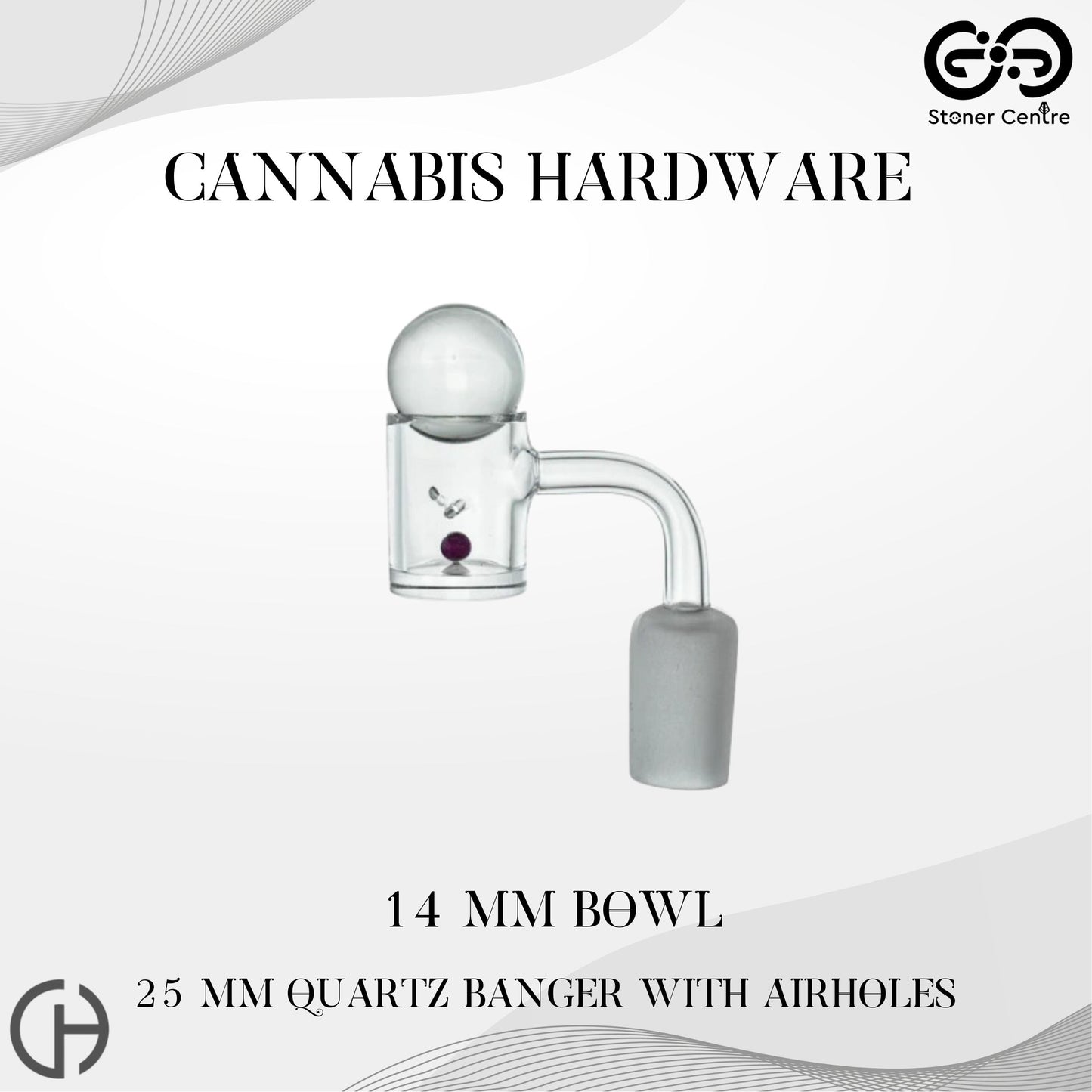 CANNABIS HARDWARE |  25 MM QUARTZ BANGER WITH AIRHOLES  : 14 MM BOWL